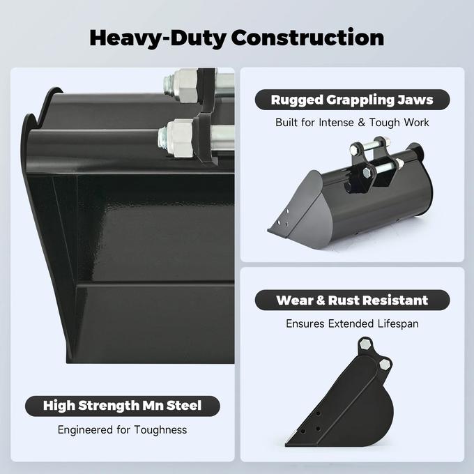 500mm Plain Flat Bucket Attachment 20" for Mini Excavator Digger with 2 Pins